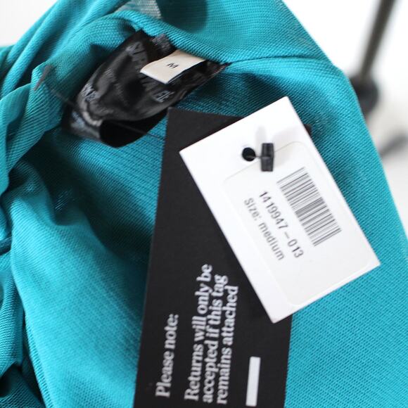 Supriya Lele Turquoise Mesh Halter Cut Out Bodysuit Medium NEW Blue Backless Top - Picture 8 of 8